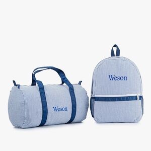 Blue Striped Men's Bag Set